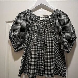 Doen Black and White Gingham Blouse
